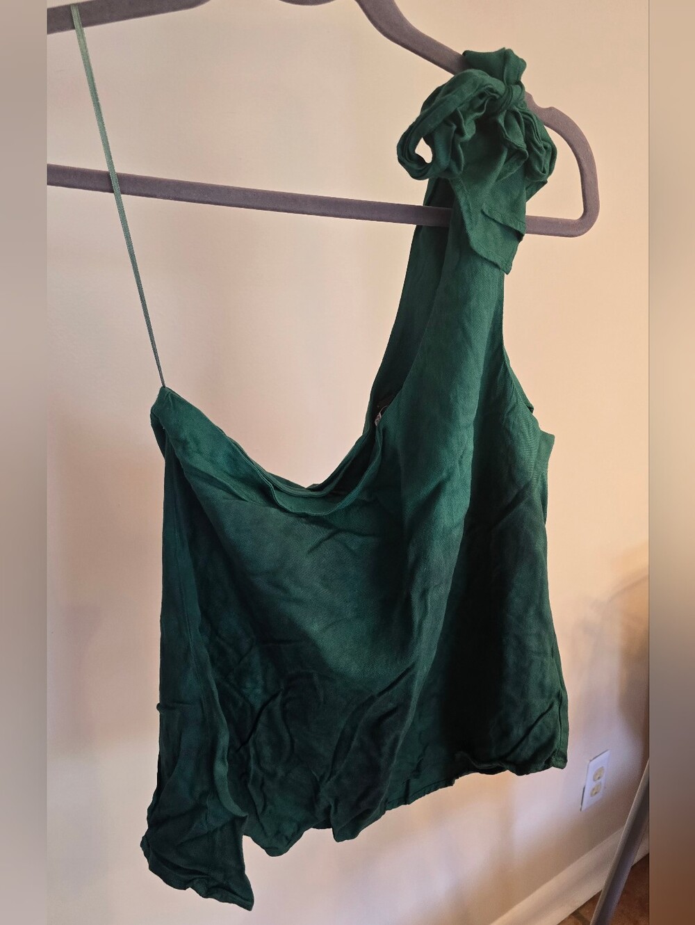 Free People Vintage Green Cold Shoulder Cami Tank Top Size L